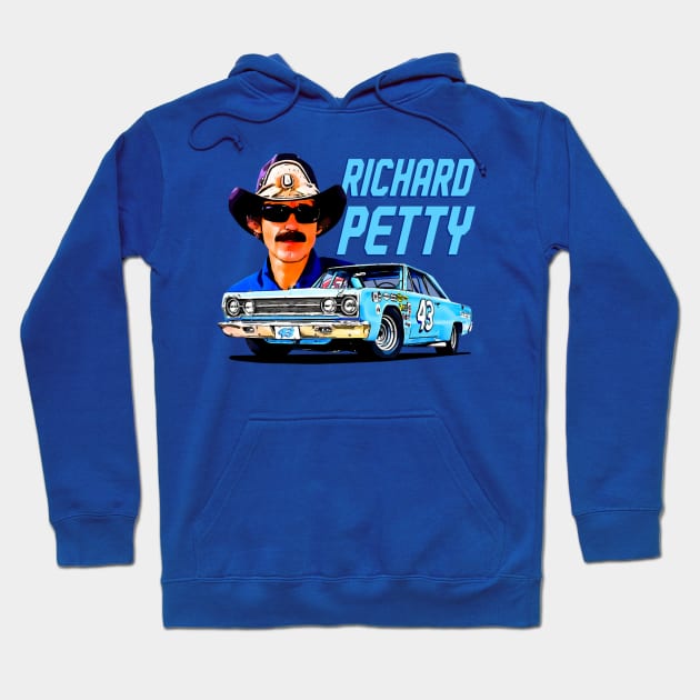 Richard Petty 43 Legend 70S Retro Hoodie by Erianna Bee